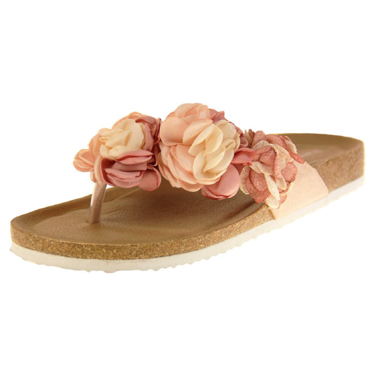Womens Flower Footbed Sandals | Ladies Floral Wedding Shoes