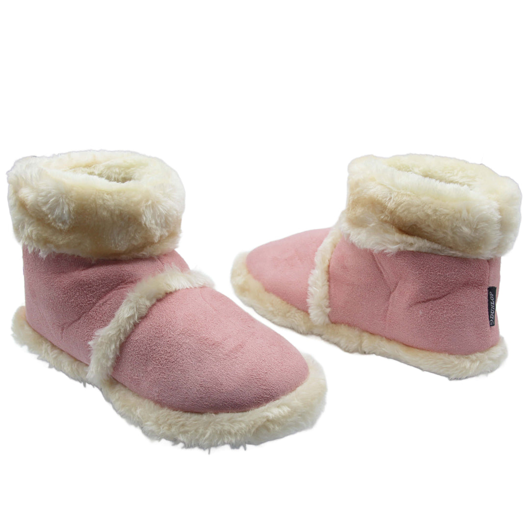 Faux Fur Lined Womens Slippers | Pink Boot Slippers Size 3-8