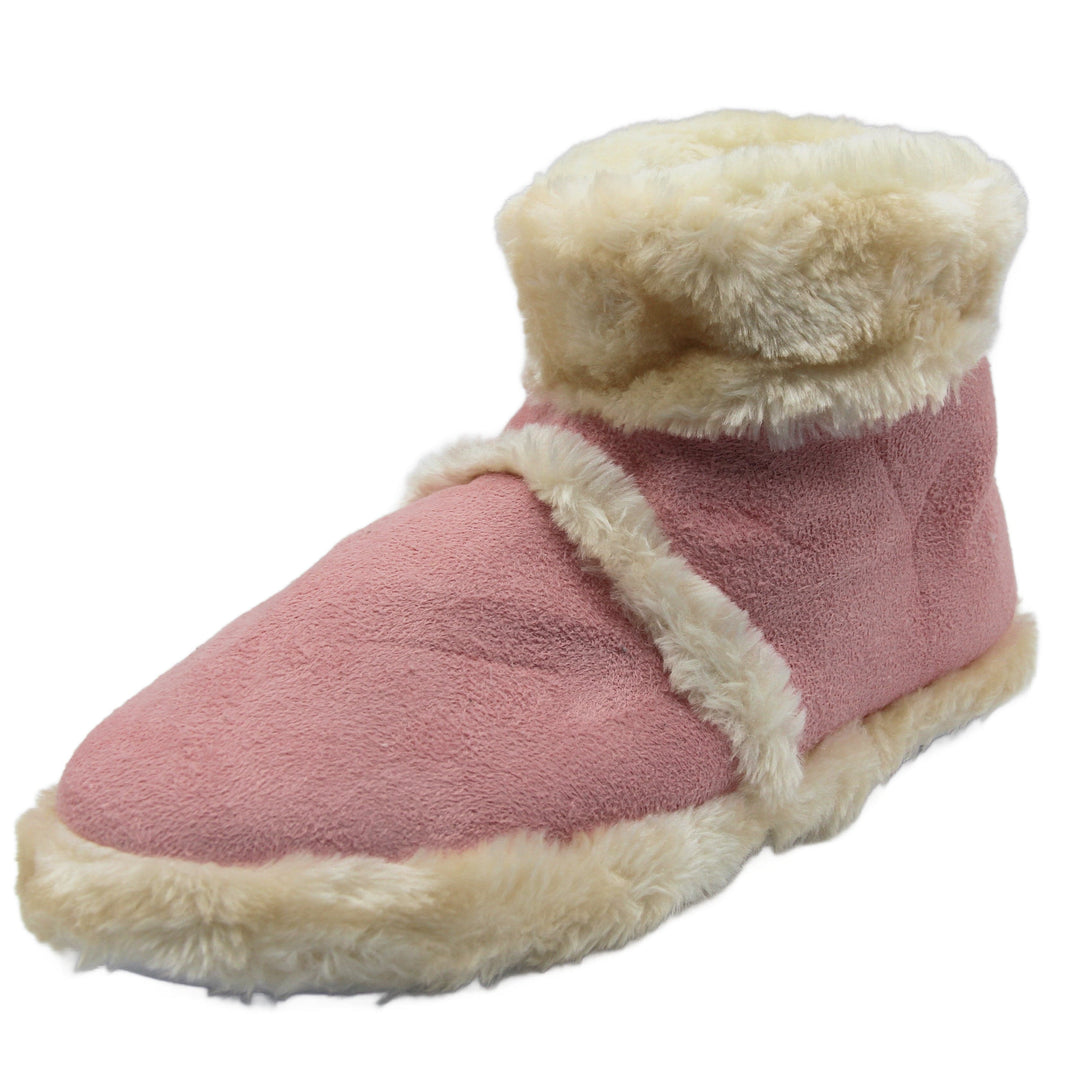 Faux Fur Lined Womens Slippers | Pink Boot Slippers Size 3-8