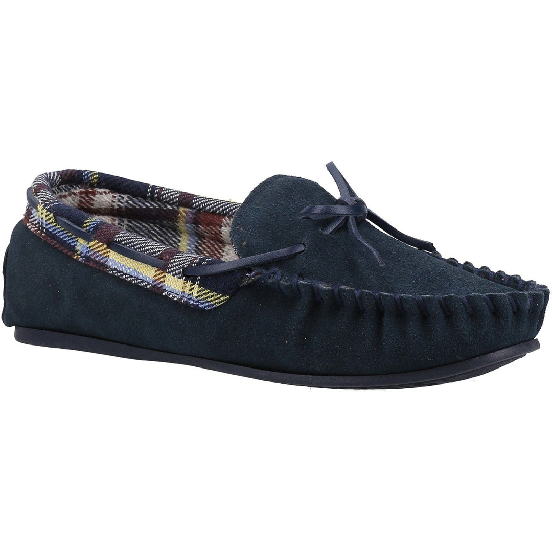 Chatsworth Ladies Moccasin Slippers Navy
