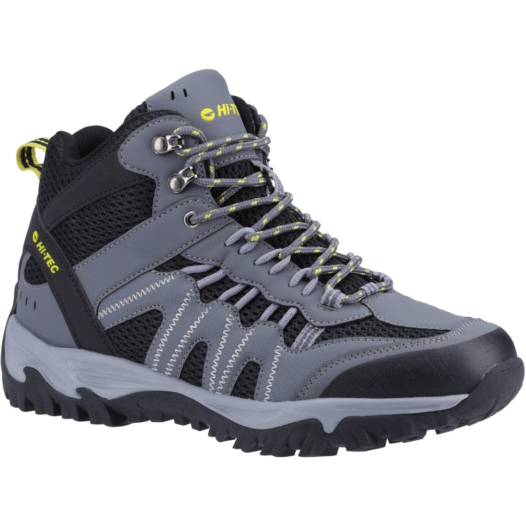 Mens Waterproof Hiking Ankle Boots Hi-Tec Jaguar - Grey & Black