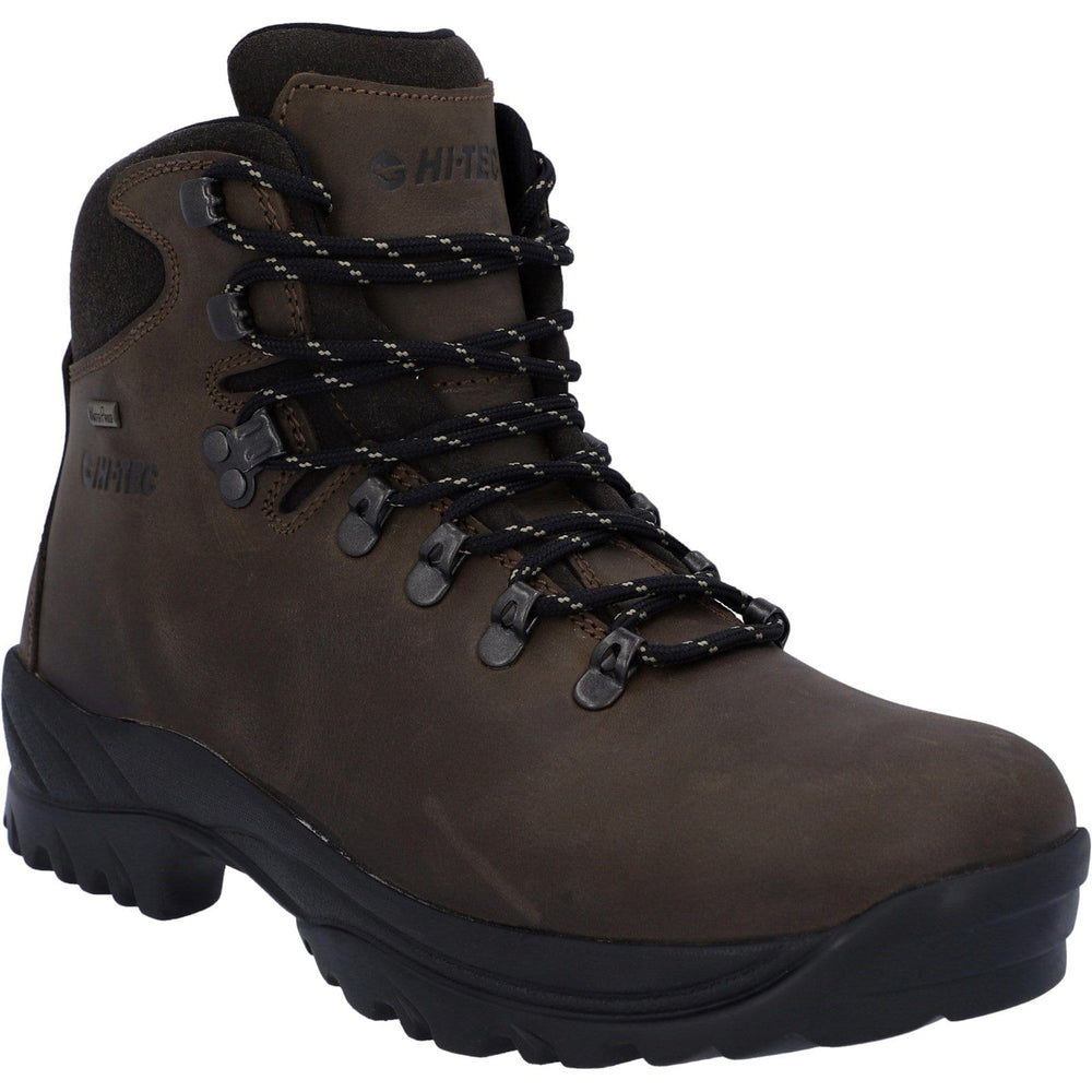 Mens Leather Walking Boots Hi-Tec Ravine Waterproof - Brown