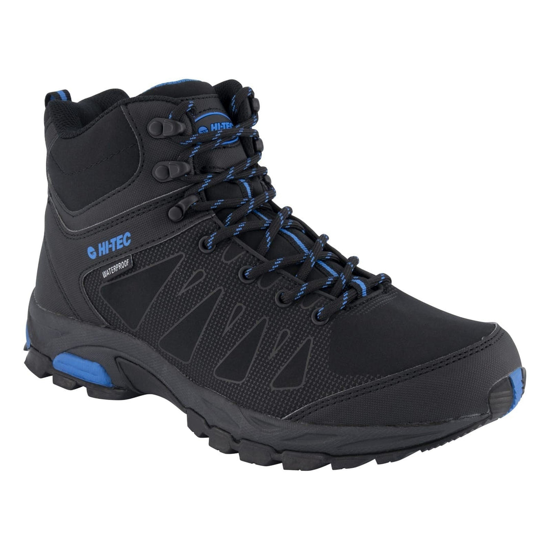 Mens Waterproof Walking Boots Hi-Tec Raven Mid Boot - Black & Blue
