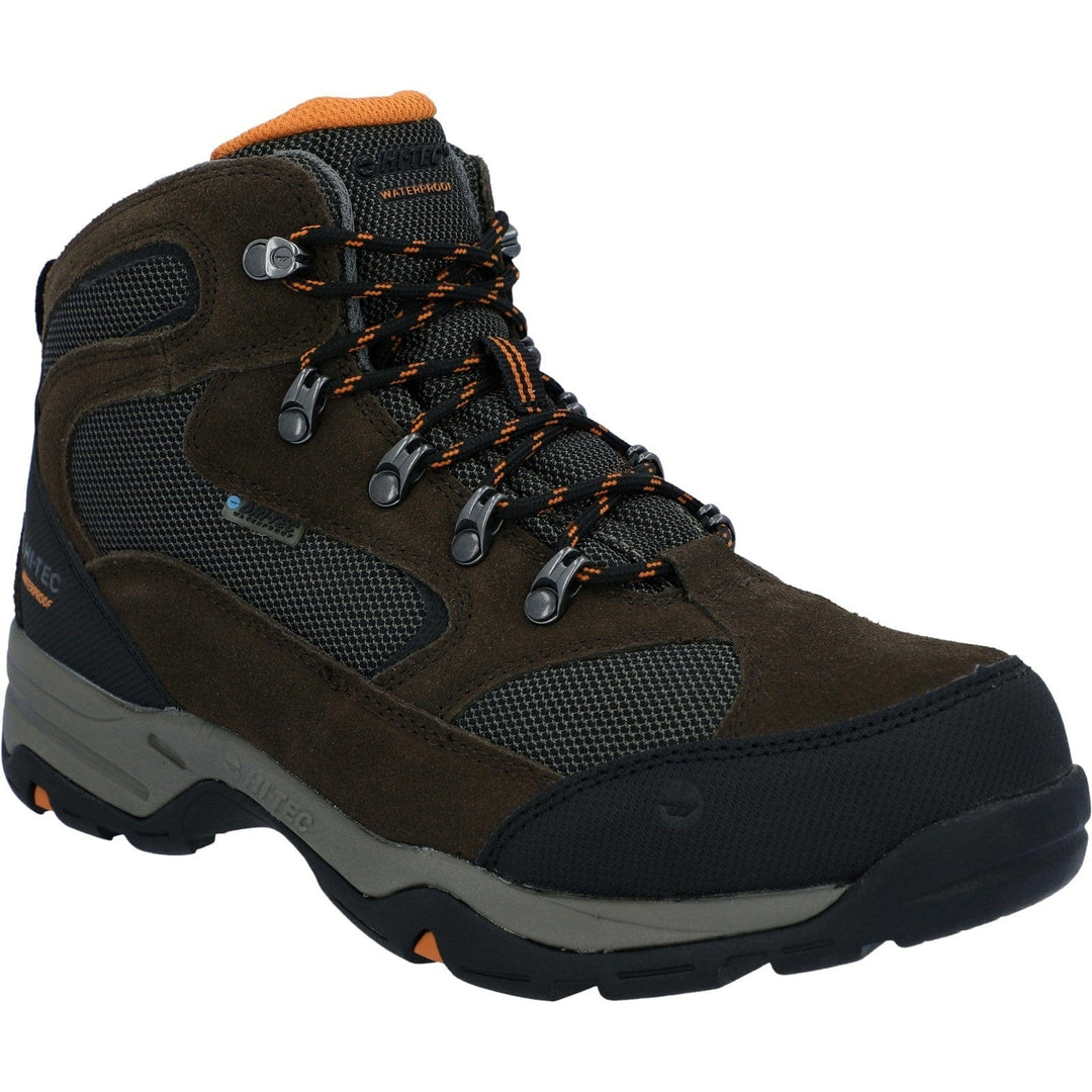 Mens Wide Fit Walking Boots Hi-Tec Storm - Chocolate & Taupe