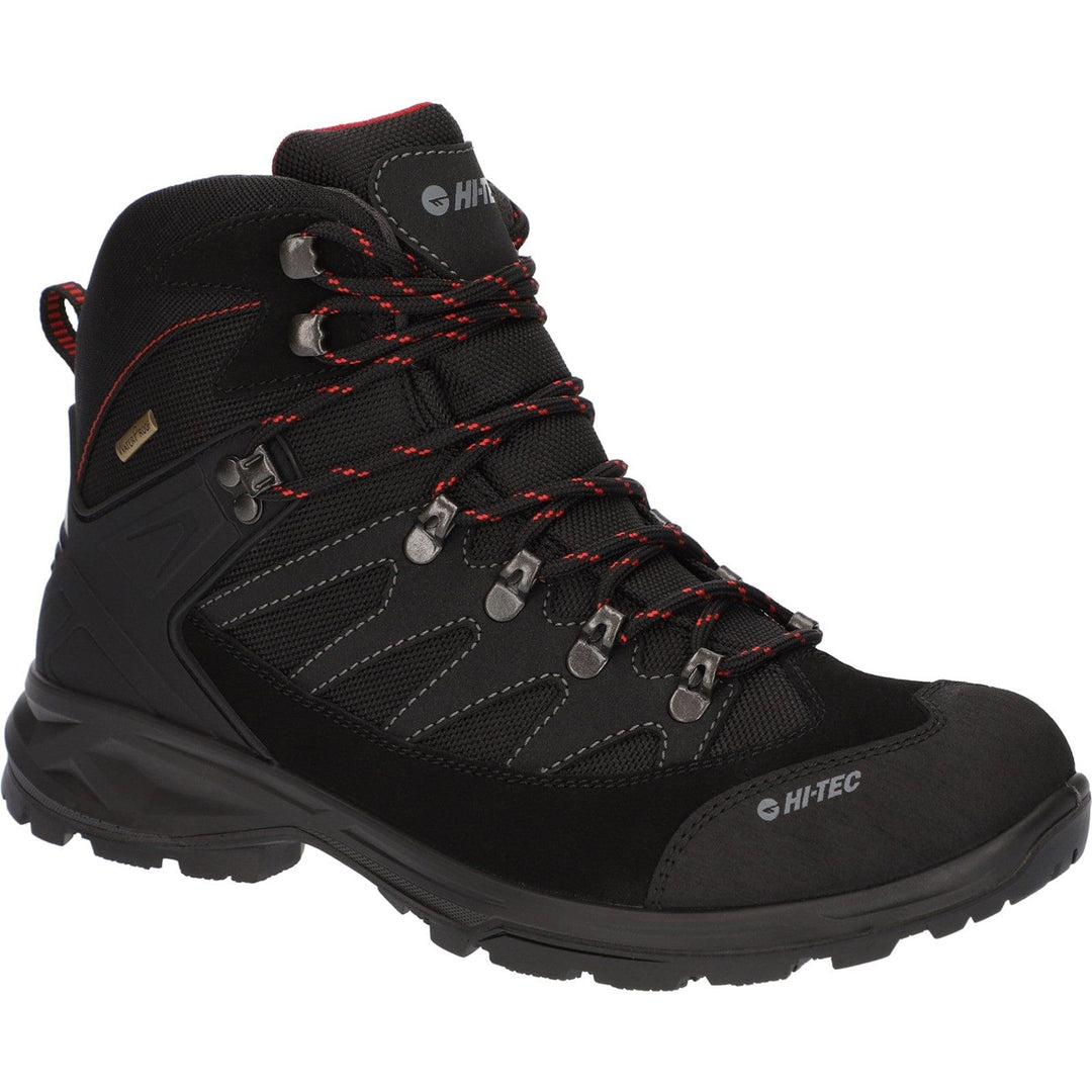 Mens Waterproof Walking Boots Hi-Tec Clamber - Charcoal/Red