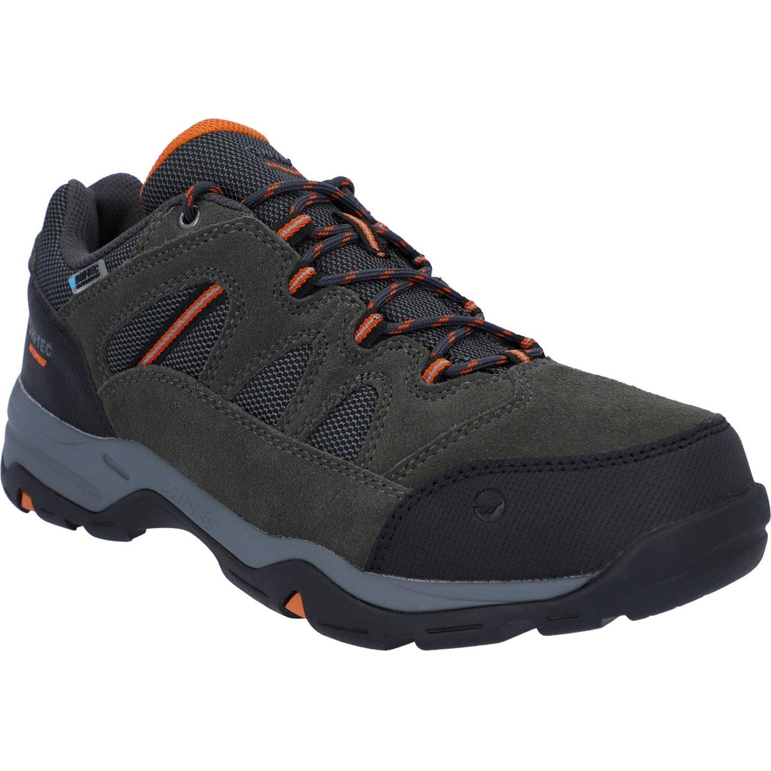 Mens Wide Fit Waterproof Walking Shoes Hi-Tec Bandera II - Grey & Orange