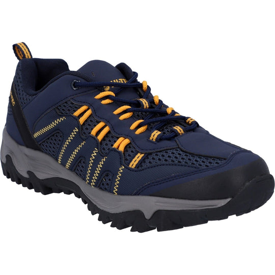 Mens Waterproof Hiking Shoes Hi-Tec Jaguar - Navy Blue & Yellow