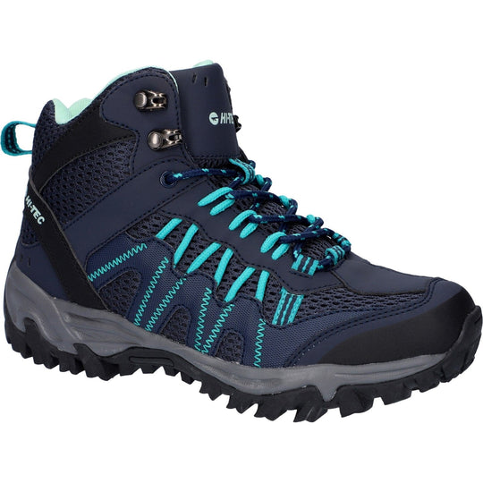 Womens Waterproof Hiking Boots Hi-Tec Jaguar Mid Boot - Navy & Blue