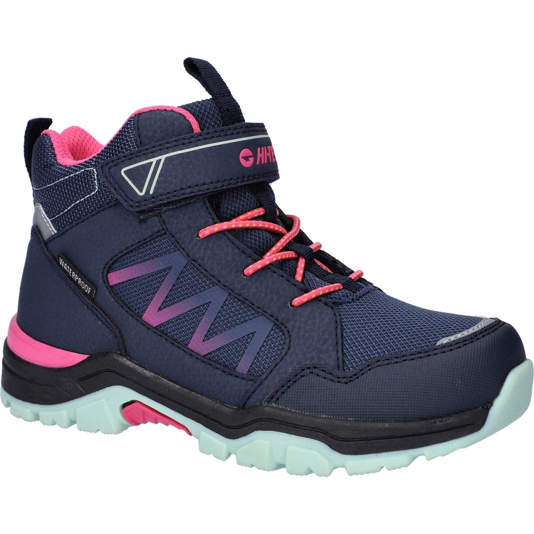 Childrens Hiking Boots Hi-Tec Rush Waterproof Navy, Pink & Mint Green