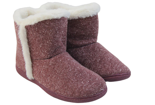 Womens Faux Fur Trim Slipper Boots