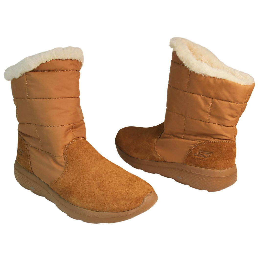 Womens Skechers Boots | Brown Suede Calf Boots Water Resistant