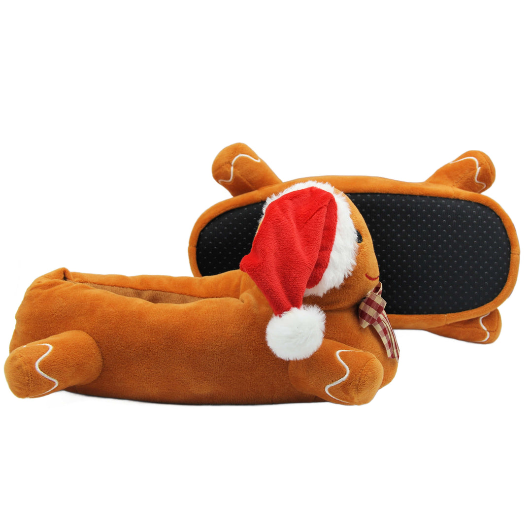 Womens Novelty Slippers | Plush Gingerbread Man Christmas Gift