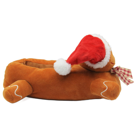 Womens Novelty Slippers | Plush Gingerbread Man Christmas Gift