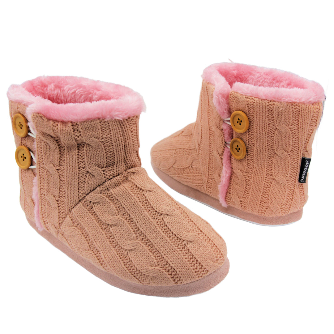 Womens Slippers Pink | Ladies Faux Fur Lined Boot Slipper
