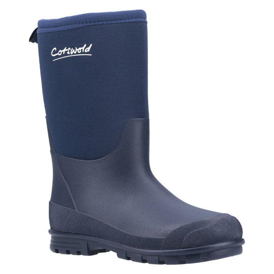 Childrens Wellington Boots Cotswold Hilly Neoprene Wellingtons - Navy Blue / Green