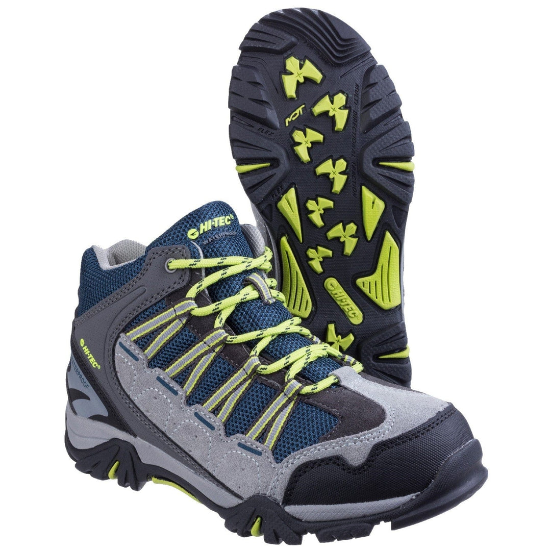 Childrens Waterproof Walking Boots Hi-Tec Forza Waterproof - Grey, Blue & Yellow