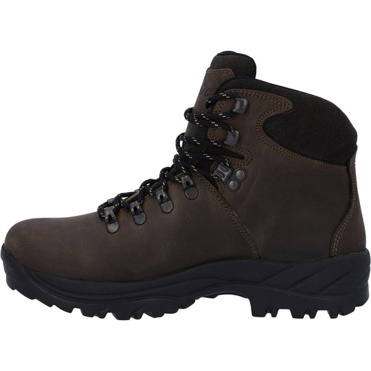 Mens Oiled Leather Walking Boots Hi-Tec Ravine Waterproof - Brown
