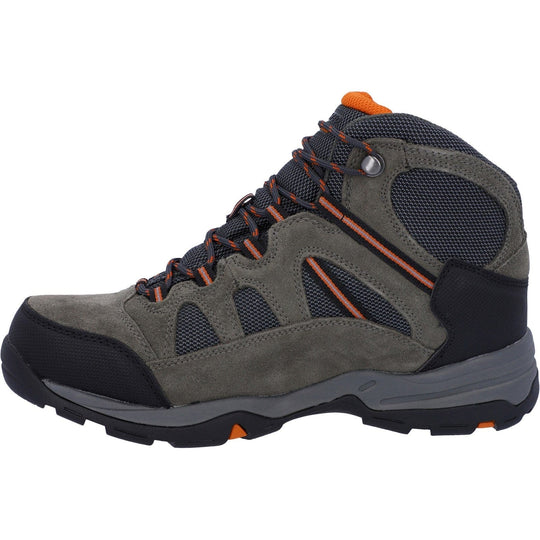 Mens Waterproof Hiking Boots Hi-Tec Bandera II WIDE FIT - Grey & Orange
