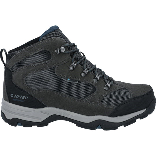 Mens Wide Fit Walking Boots | Hi-Tec Storm Wide - Dark Grey & Blue