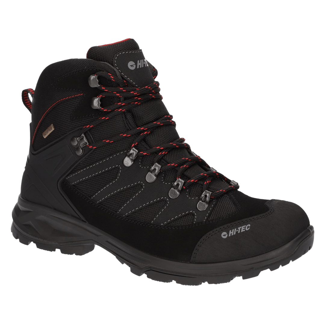 Mens Waterproof Walking Boots Hi-Tec Clamber - Charcoal/Red