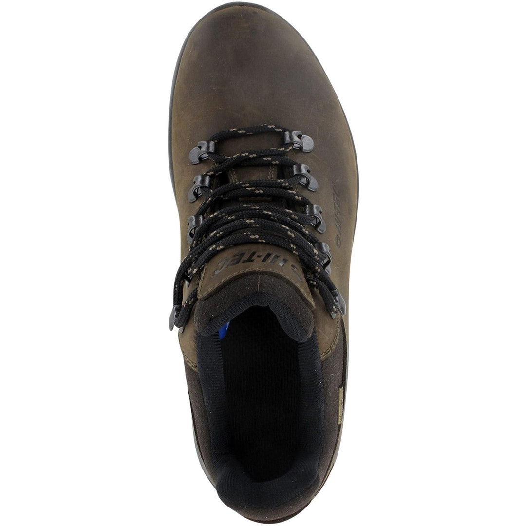 Mens Waterproof Leather Walking Shoes Hi-Tec Walk Lite Camino Ultra - Brown