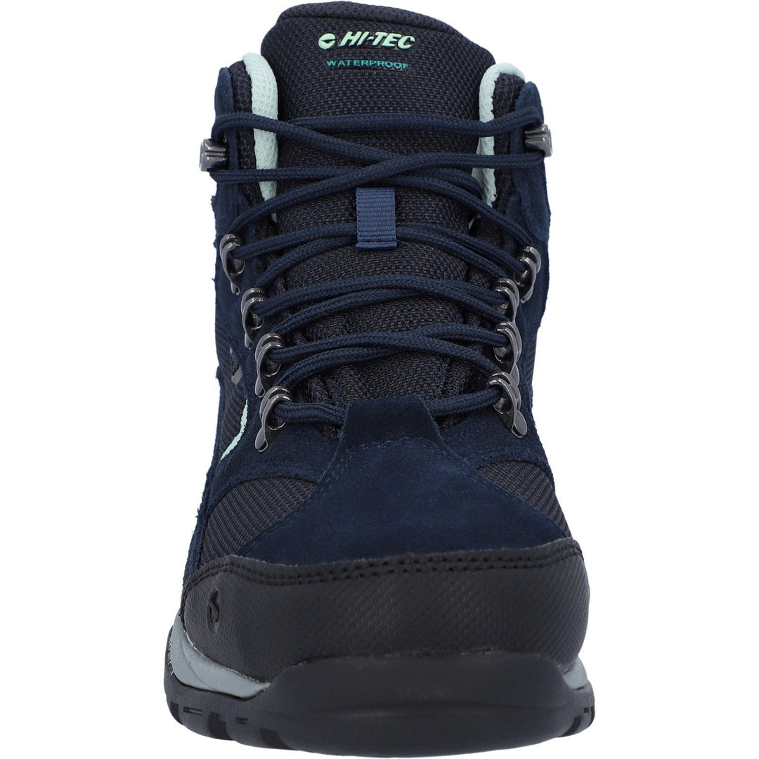Ladies Waterproof Walking Boots Hi-Tec Storm - Navy Blue & Mint