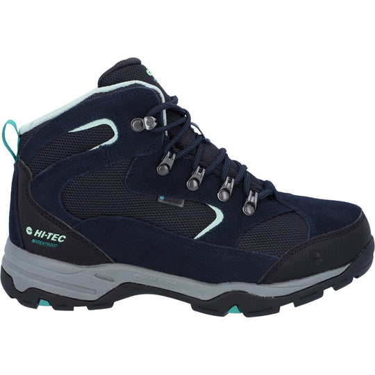 Ladies Waterproof Walking Boots Hi-Tec Storm - Navy Blue & Mint