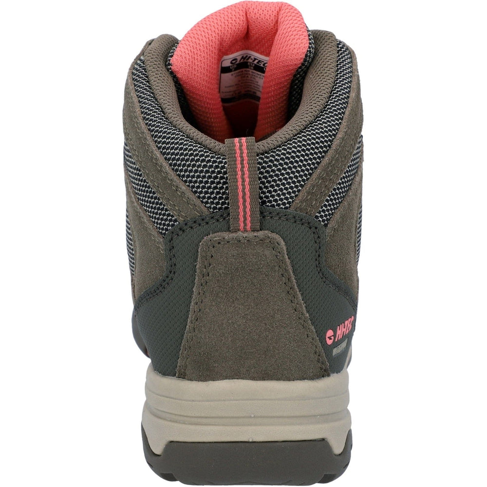 Ladies Waterproof Walking Boots Hi-Tec Storm - Taupe Brown & Coral
