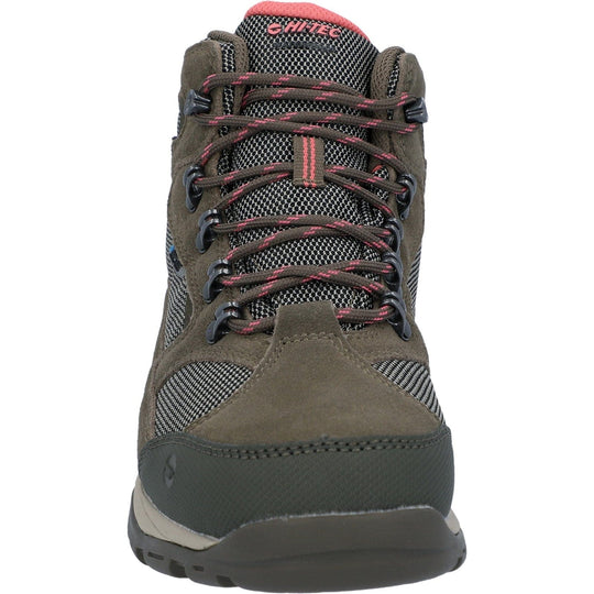 Ladies Waterproof Walking Boots Hi-Tec Storm - Taupe Brown & Coral