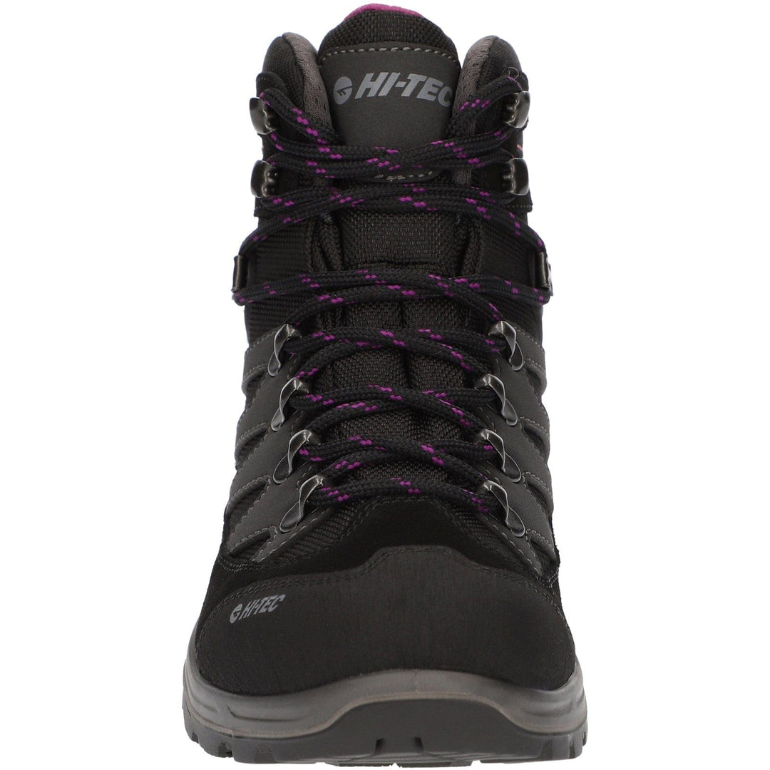 Ladies Hi-Tec Clamber Walking Boots For Women - Charcoal/Viola