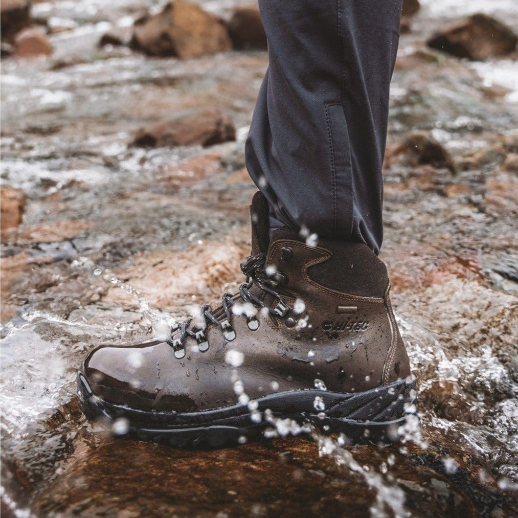 Womens Leather Walking Boots Hi-Tec Ravine - Brown