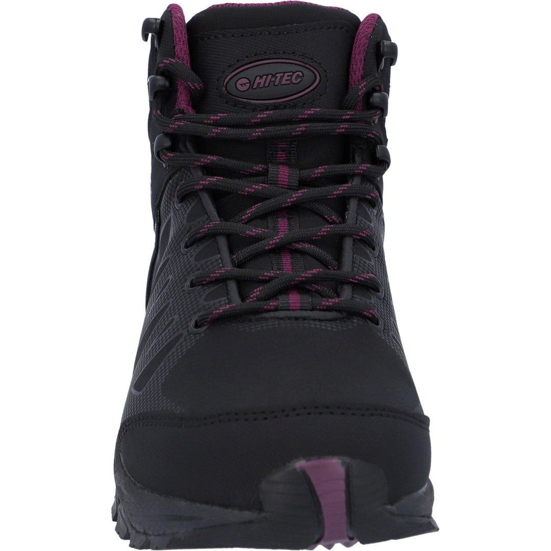 Ladies Waterproof Walking Boots Hi-Tec Raven Mid Boot - Black & Purple