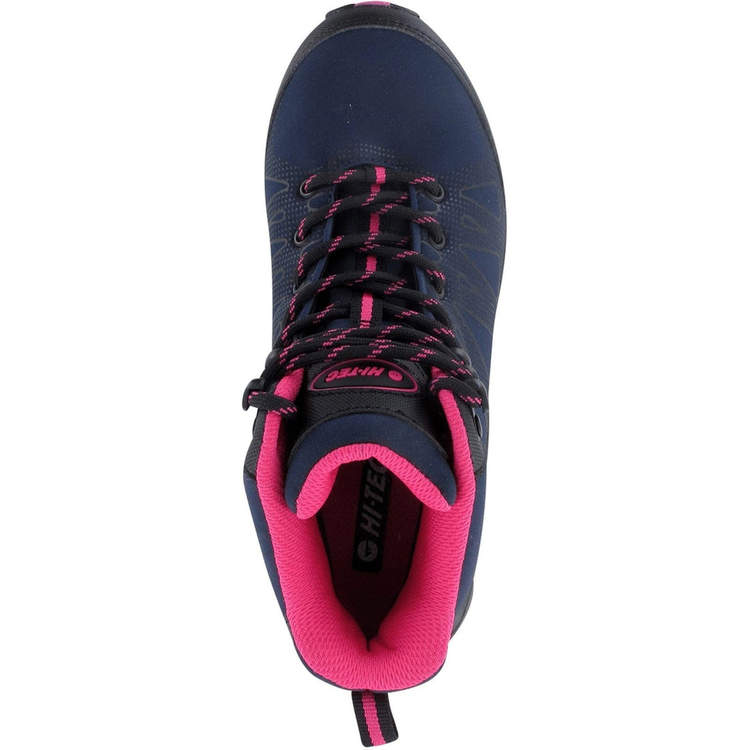 Womens Waterproof Walking Boots Hi-Tec Raven Mid Boot - Navy Blue & Pink