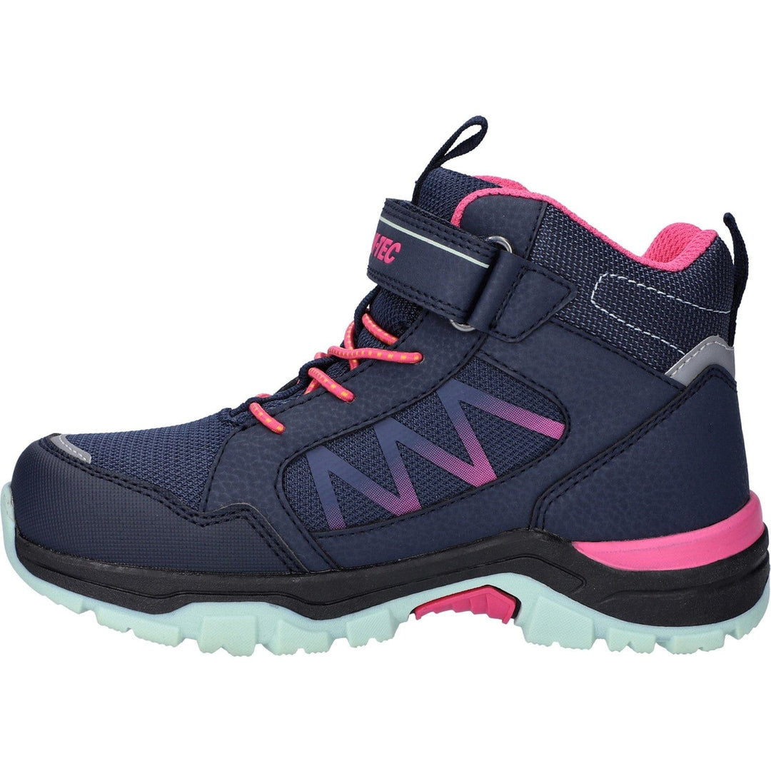 Childrens Hiking Boots Hi-Tec Rush Waterproof Navy, Pink & Mint Green