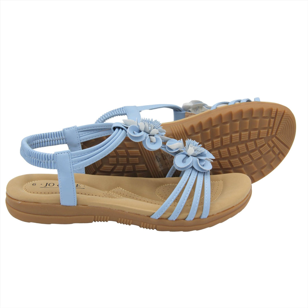 Womens Sky Blue Floral Padded Sandals, Enjoy Summer in Style!
