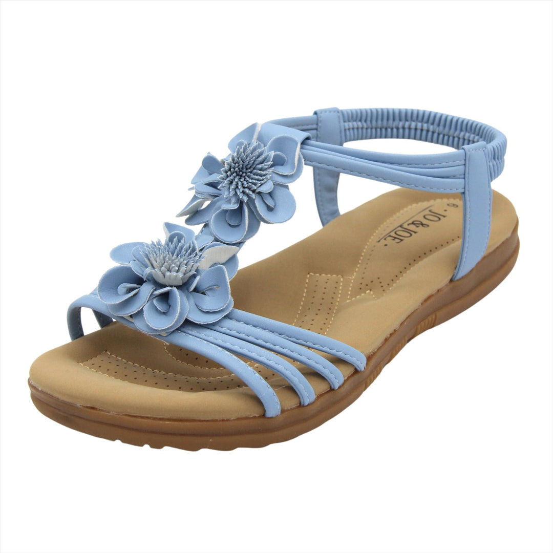 Womens Sky Blue Floral Padded Sandals, Enjoy Summer in Style!