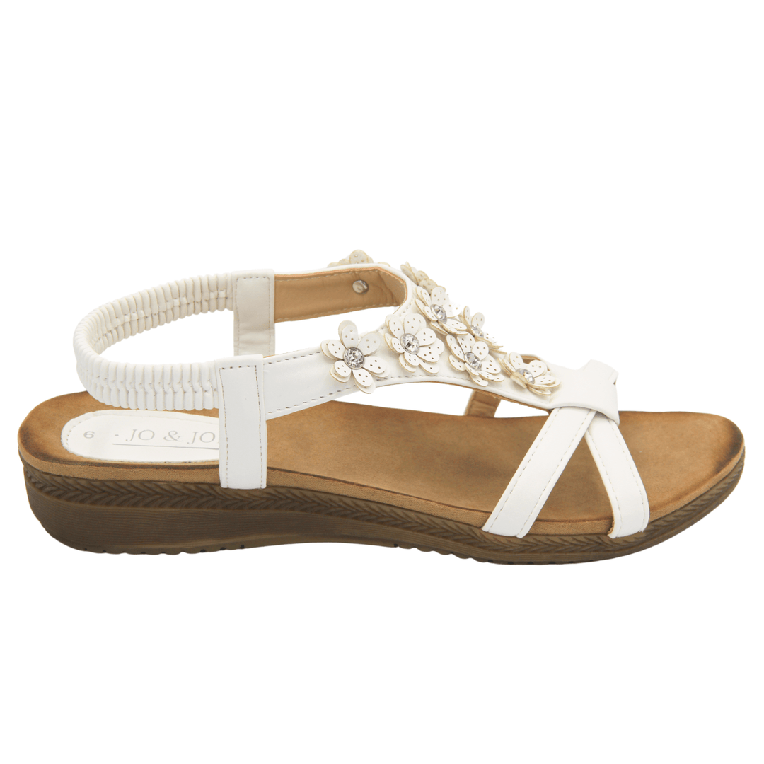 Jo & Joe: Stunning White Sandals Low Heel for Summer