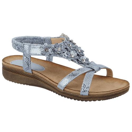 Light Blue Floral Diamante Sandals