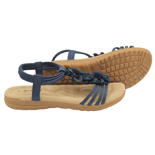Floral Navy Blue Padded Sandals