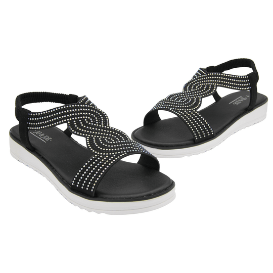 Diamante Patterned Black Sandals