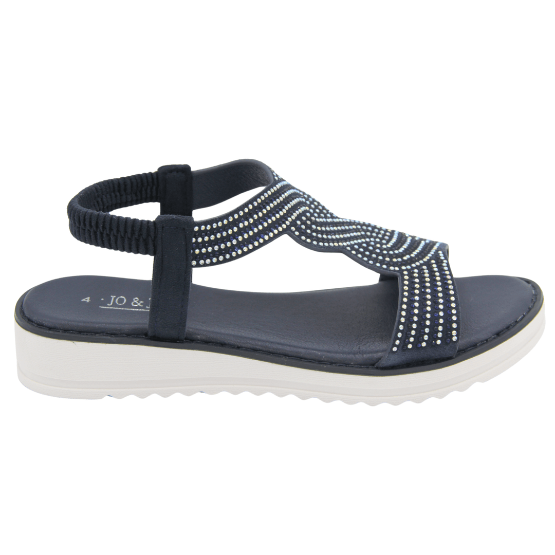 Diamante Strappy Navy Blue Sandals