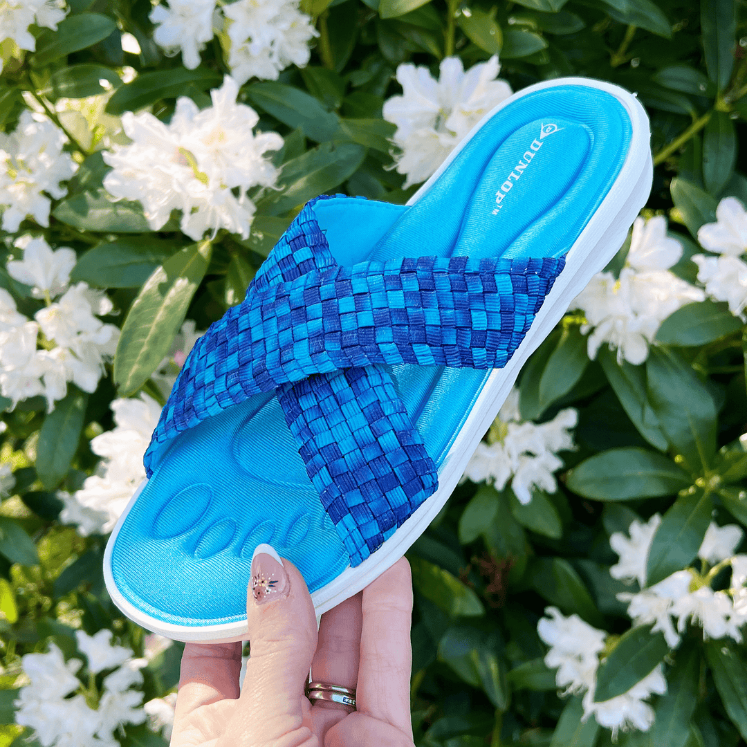 Womens Flip Flops - Blue Memory Foam Sandals