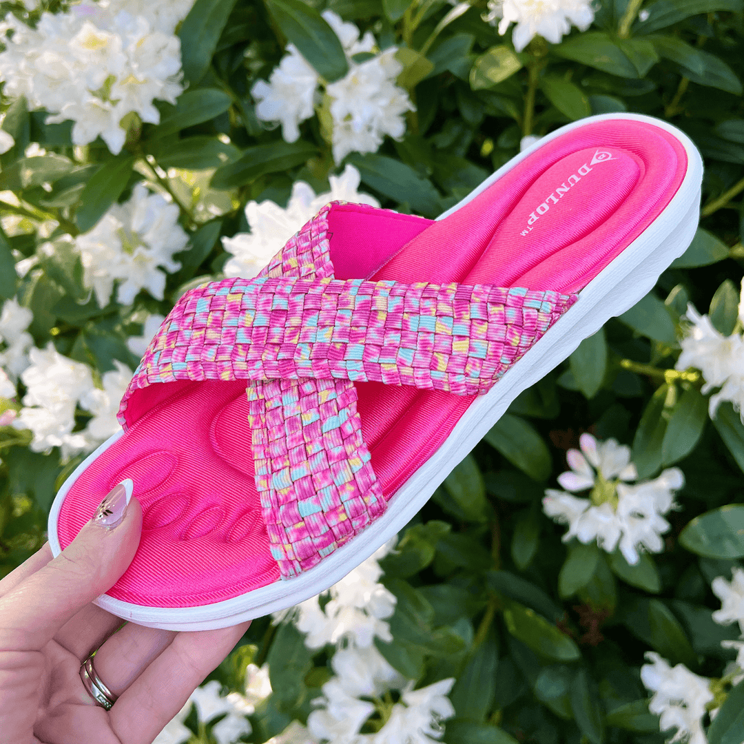 Dunlop Womens Pink Flip Flops  Flat Memory Foam Sandals – Footwear Studio