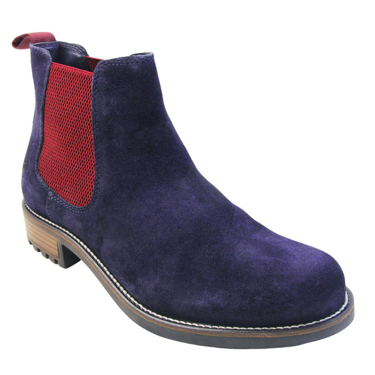 Mens Chelsea Boots - Navy Blue Suede