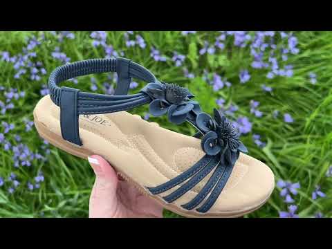 Floral Navy Blue Padded Sandals