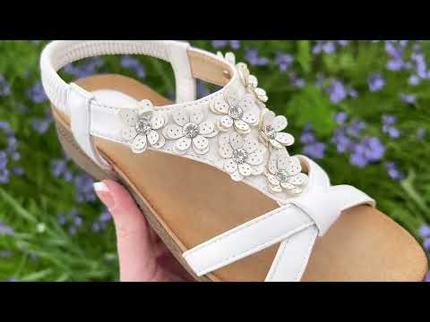 White Floral Diamante Sandals