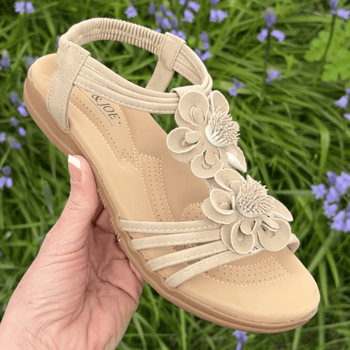 Floral Beige Padded Sandals