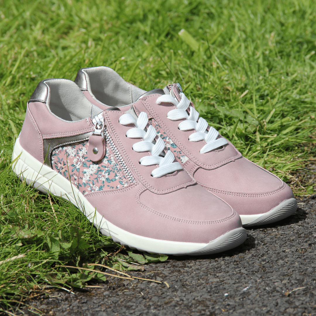Womens Floral Trainers - Pink