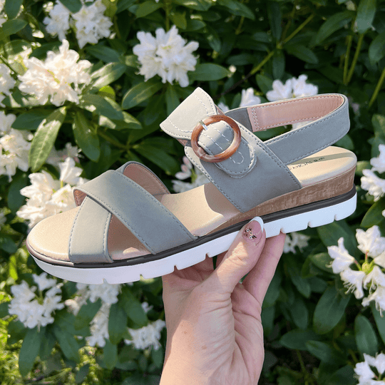 Womens Low Wedge Sandals - Light Grey
