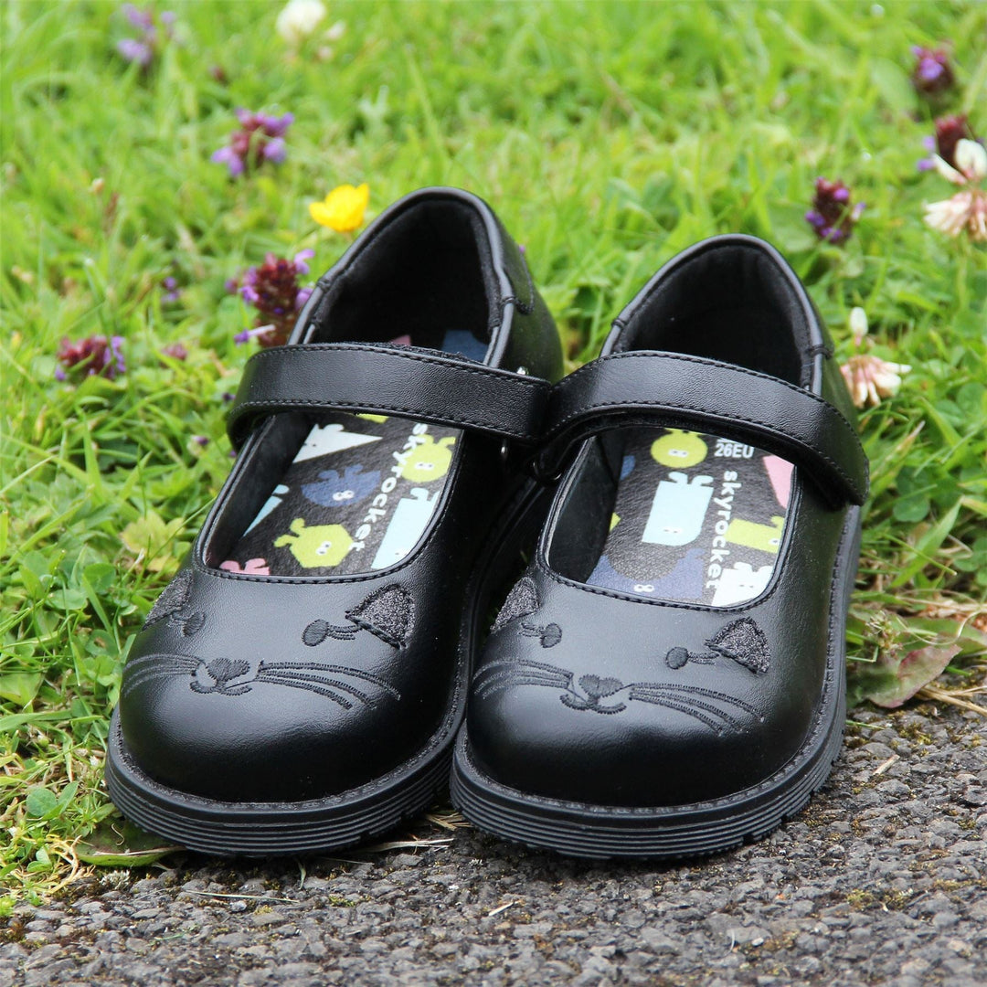 Infant Girls Matt Black School Shoes